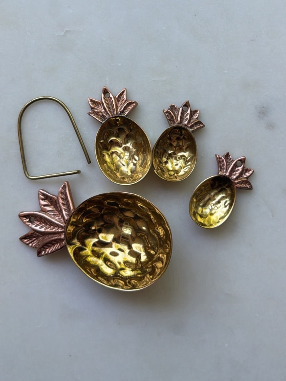 Anthropologie Gold and Rose-Gold Pineapple Measuring Spoon Set